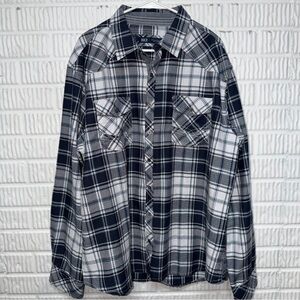 Buckle (BKE) Men’s Plaid Athletic Cotton Blend Long Sleeve Blue hues size 2XL